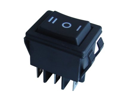 Kolískový prepínač 3-polohový (1-0-2) s pružinkou čierny 16A 250V TES-52-2