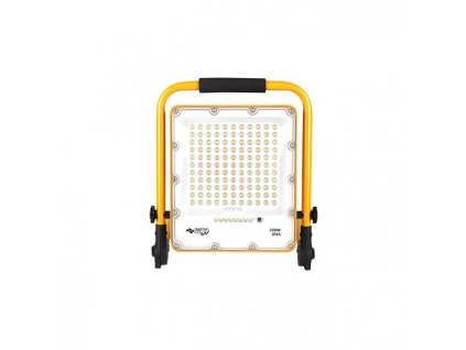 Prenosný nabíjací LED stavebný reflektor 100W 15Ah 4500K 1500lm IP65 žltý PL0007