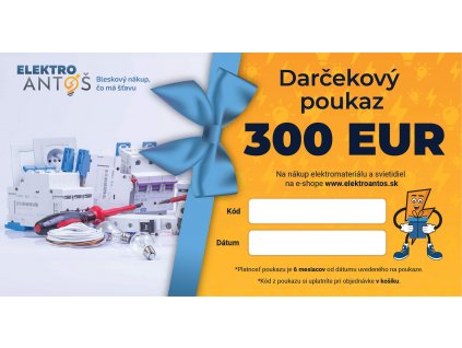 Darčekový poukaz v hodnote 300€ na nákup elektroinštalačného materiálu