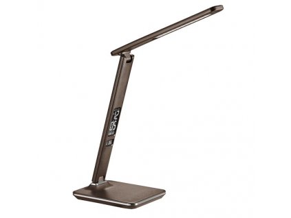 Stmievateľná LED dotyková lampa stolová s displejom nastaviteľná 9W hnedá koža WO45-H