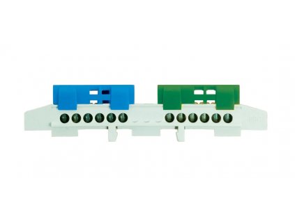 1-pólový rozbočovací krytý mostík delený 6N+6PE zeleno-modrý E.4177 PAWBOL