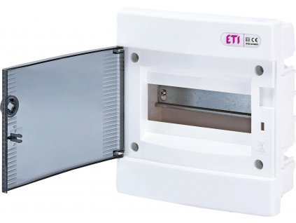 ECM8PT bytová rozvodnica 1x8 modul podomietková priehľadné dvierka IP40 001101010 ETI