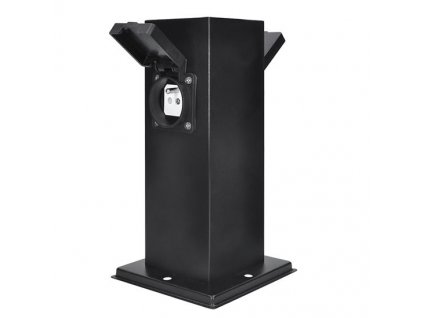 Záhradný stĺpik 2-zásuvkový štvorec 230mm 2x230V IP44 nerez čierny PG11B