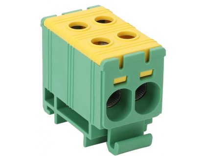 Dvojitá rozvodná odbočná svorkovnica na DIN lištu 2x2,5-35mm² žlto-zelená FLEAL-35/2ZS