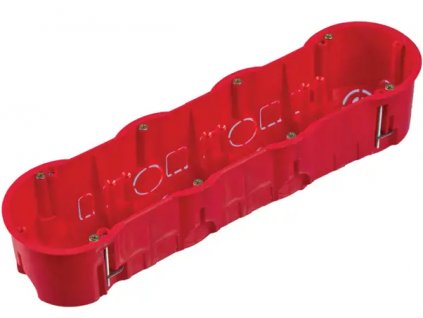 A.0047AG 4-násobná hlboká krabica do sadrokartónu 283x61mm 850°C červená