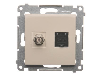 Zásuvka 1xRJ45 cat.6e + 1xTV F konektor Simon54 PREMIUM/NATURE béžová DASFRJ45.01/41