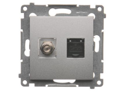 Zásuvka 1xRJ45 cat.6e + 1xTV F konektor Simon54 PREMIUM/NATURE strieborná DASFRJ45.01/43