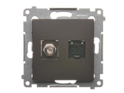 Zásuvka 1xRJ45 cat.6e + 1xTV F konektor Simon54 PREMIUM/NATURE hnedá DASFRJ45.01/46