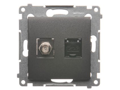 Zásuvka 1xRJ45 cat.6e + 1xTV F konektor Simon54 PREMIUM/NATURE antracit DASFRJ45.01/48