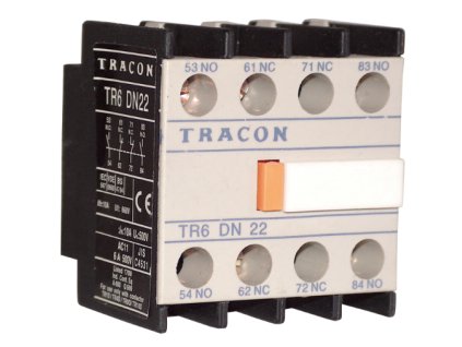 Blok čelných pomocných kontaktov k stykačom TR1D/F a TR1E 230V, 50Hz, 2A, 4×NC TR6DN04