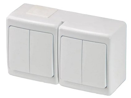 BETA Vypínač dvojitý č.5 + č.5 na povrch biely IP44 D.3112W2W2 PAWBOL