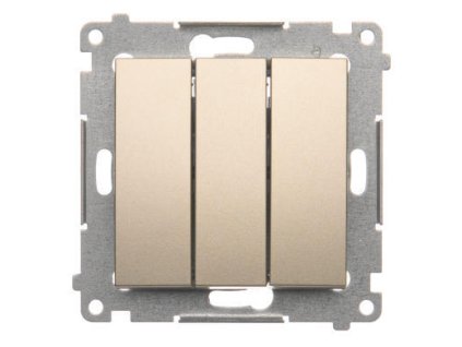 Tlačidlo trojité podsvietené 3x1/0 10AX Simon54 PREMIUM/NATURE BS zlaté DP31L.01/44