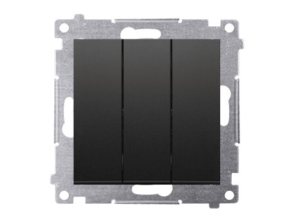 Tlačidlo trojité podsvietené 3x1/0 10AX Simon54 PREMIUM/NATURE BS čierne DP31L.01/49