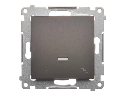 Vypínač č.6 podsvietený Simon54 PREMIUM/NATURE BS piktogram hnedý DW6L.01/46