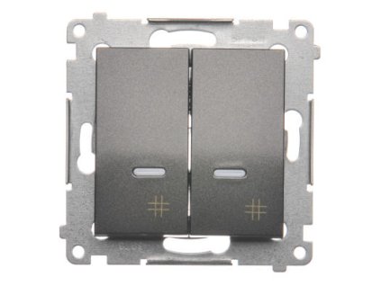 Vypínač č.7 dvojitý Simon54 PREMIUM/NATURE BS piktogram podsvietený antracit DW7/2L.01/48