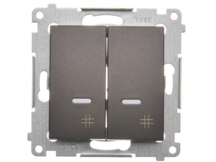 Vypínač č.7 dvojitý Simon54 PREMIUM/NATURE BS piktogram podsvietený hnedý DW7/2L.01/46