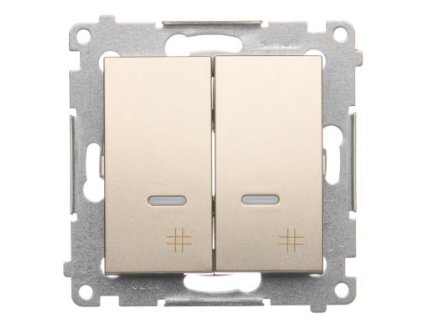 Vypínač č.7 dvojitý Simon54 PREMIUM/NATURE BS piktogram podsvietený zlatý DW7/2L.01/44