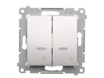 Vypínač č.7 dvojitý Simon54 PREMIUM/NATURE BS piktogram podsvietený strieborný DW7/2L.01/43