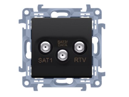 Zásuvka anténna dvojitá SAT-SAT-RTV KONTAKT SIMON 10 SS 1dB čierna CASK2F.01/49