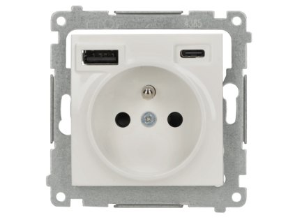1-zásuvka s USB C+A Simon54 PREMIUM/NATURE SS 2,1A biela DGZ1ZUSB2CA.01/11