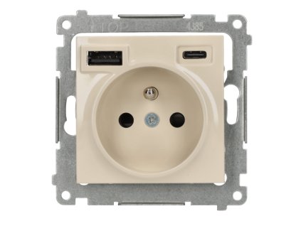 1-zásuvka s USB C+A Simon54 PREMIUM/NATURE SS 2,1A béžová DGZ1ZUSB2CA.01/41