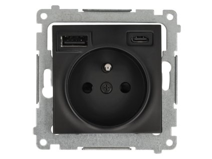 1-zásuvka s USB C+A Simon54 PREMIUM/NATURE SS 2,1A čierna DGZ1ZUSB2CA.01/49