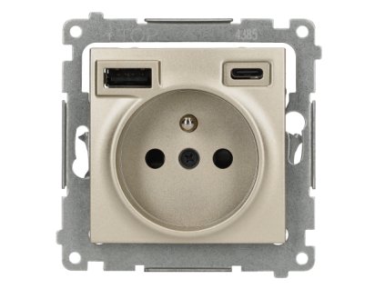 1-zásuvka s USB C+A Simon54 PREMIUM/NATURE SS 2,1A zlatá DGZ1ZUSB2CA.01/44
