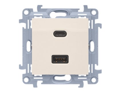 Nabíjačka dvojitá USB C+A 30W KONTAKT SIMON 10 SS béžová CEC2CAQ.01/41