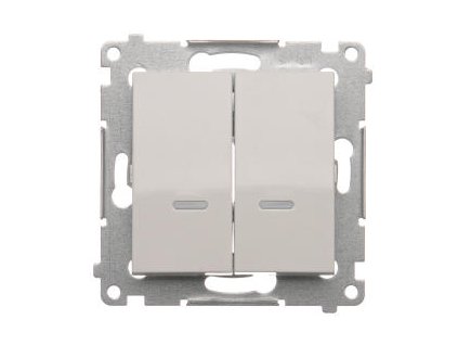 Vypínač č.7 dvojitý Simon54 PREMIUM/NATURE BS bez piktogramu podsvietený biely DW7/2L.01/X/11