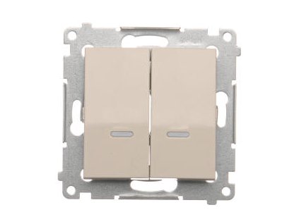 Vypínač č.7 dvojitý Simon54 PREMIUM/NATURE BS bez piktogramu podsvietený béžový DW7/2L.01/X/41