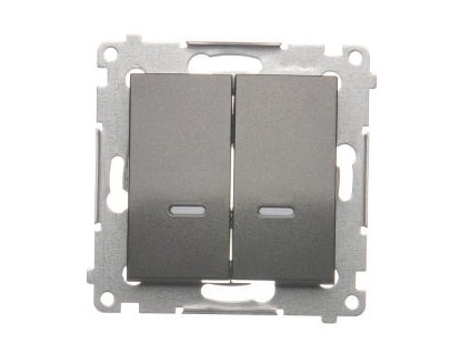 Vypínač č.7 dvojitý Simon54 PREMIUM/NATURE BS bez piktogramu podsvietený antracit DW7/2L.01/X/48