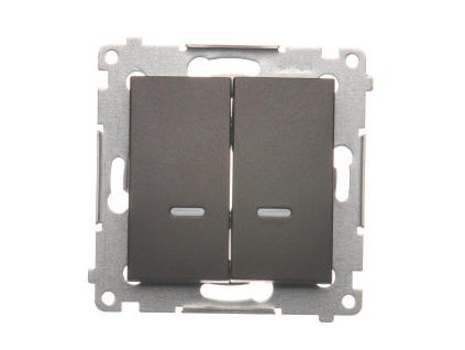 Vypínač č.7 dvojitý Simon54 PREMIUM/NATURE BS bez piktogramu podsvietený hnedý DW7/2L.01/X/46