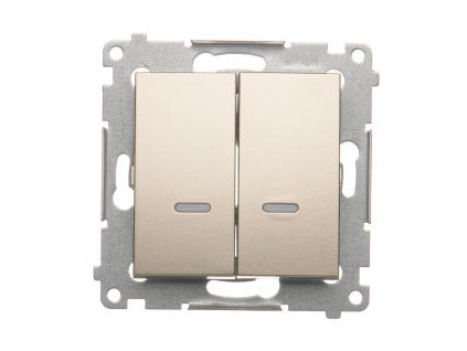Vypínač č.7 dvojitý Simon54 PREMIUM/NATURE BS bez piktogramu podsvietený zlatý DW7/2L.01/X/44
