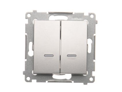 Vypínač č.7 dvojitý Simon54 PREMIUM/NATURE BS bez piktogramu podsvietený strieborný DW7/2L.01/X/43