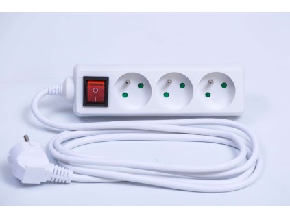 Predlžovací kábel 3-zásuvka 5 metrov s vypínačom biely PP13 SOLIGHT