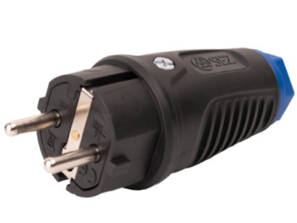 Vidlica priama gumená 16A/250V IP54 čierna PV16 SEZDK