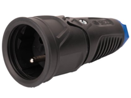 Priama zásuvka gumená IP20 16A/250V čierna PS16 SEZDK