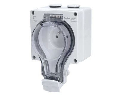Zásuvka na stenu vodotesná prachotesná 16A/230V IP66 sivá 5B350 SOLIGHT