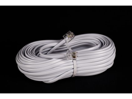 Telefónny kábel RJ11 biely 20m