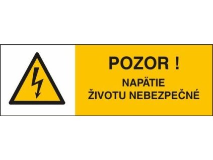 Samolepka "Pozor napätie životu nebezpečné" žltá 105x35mm