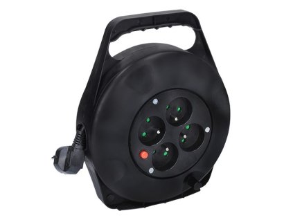 Predlžovací káblový bubon 4 zásuvky 10m H05VV-F 3x1,5 IP20 PB21 čierny SOLIGHT