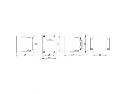 Miniatúrny stykač 660V, 50Hz, 6A, 2,2kW, 48V AC, 3×NO+1×NO