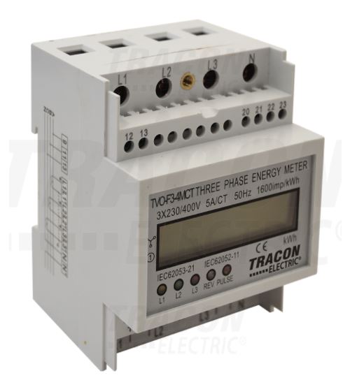 3-fázový digitálny elektromer 5A polopriame meranie TVO-F3-4MCT