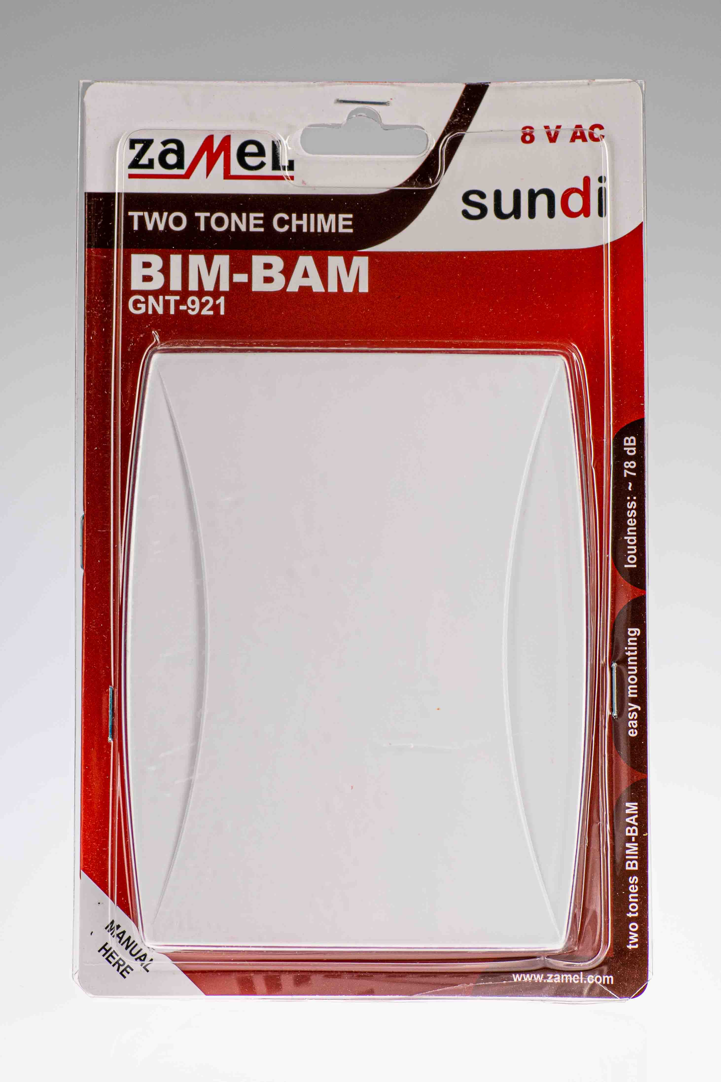 Zvonček 8V 2-tónový biely Bim-bam GNT-921