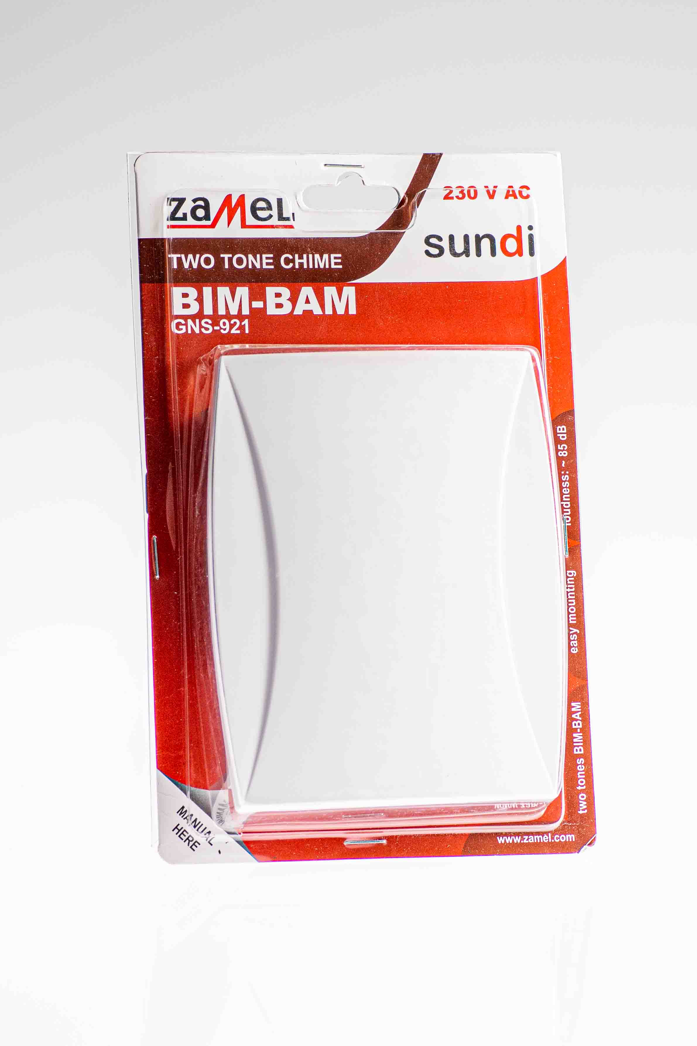Zvonček 230V 2-tónový biely Bim-bam GNS-921