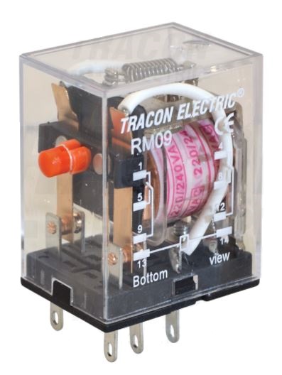 Tracon Miniatúrne relé 12V AC 2xCO RM09-12AC