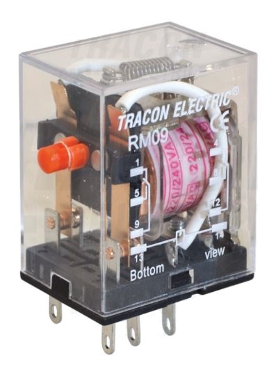 Tracon Miniatúrne relé 12V DC 2xCO RM09-12DC