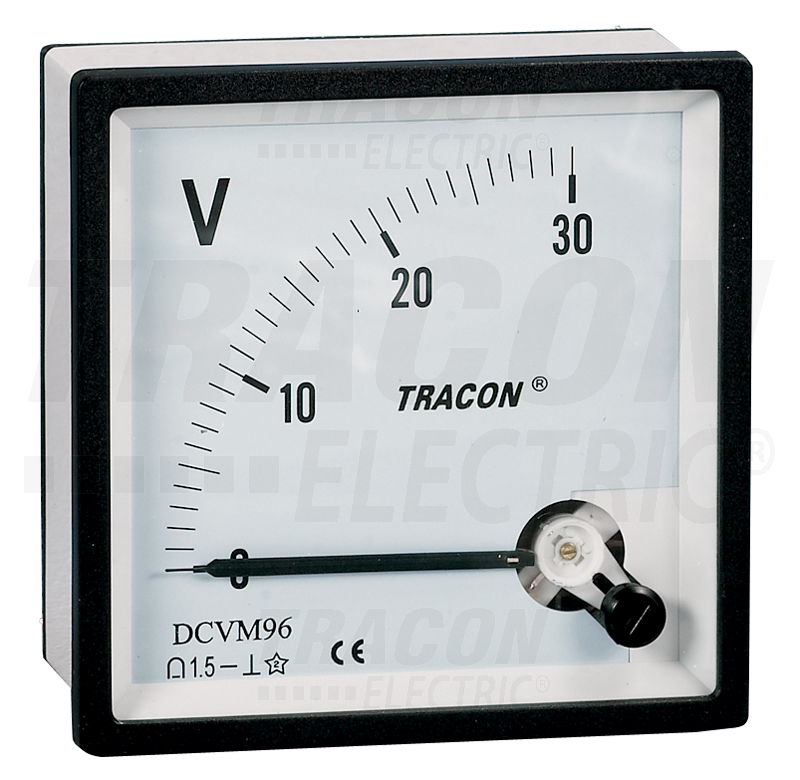 Tracon Analógový voltmeter pre jednosmerné napätie 96x96mm 0-30V DCVM96-30