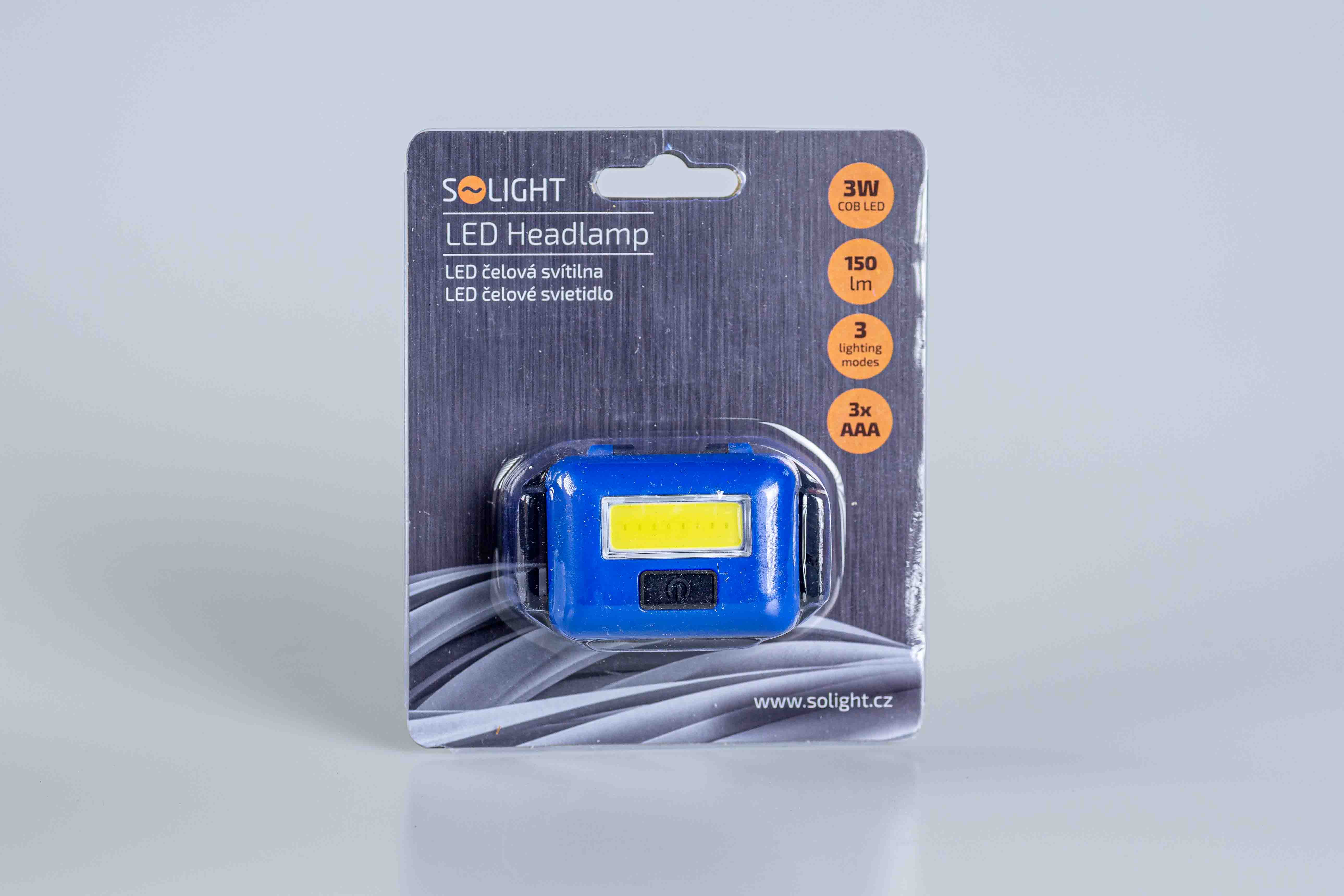 LED čelovka 3W 3 módy 3xAAA modrá WH26
