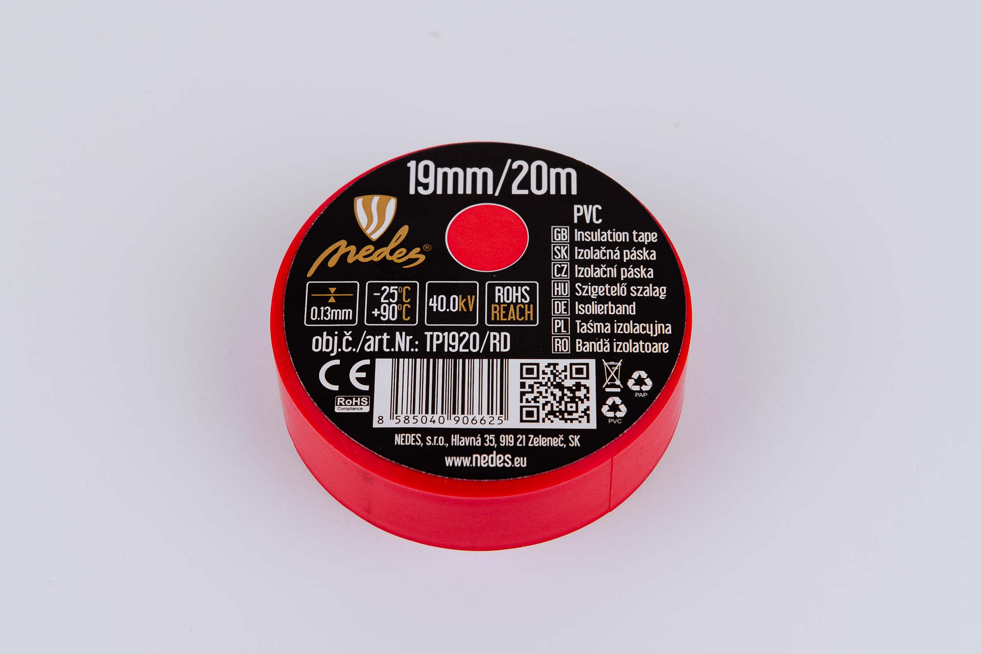 Izolačná páska červená 20m x 19mm TP1920RD